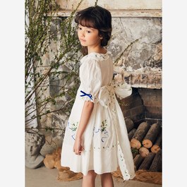Violet 刺繡甜美蓬裙小禮服_純潔白